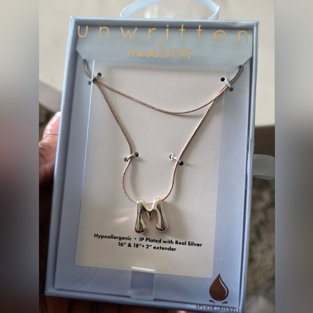 Unwritten Women Silver Letter M Name Initial Necklace New